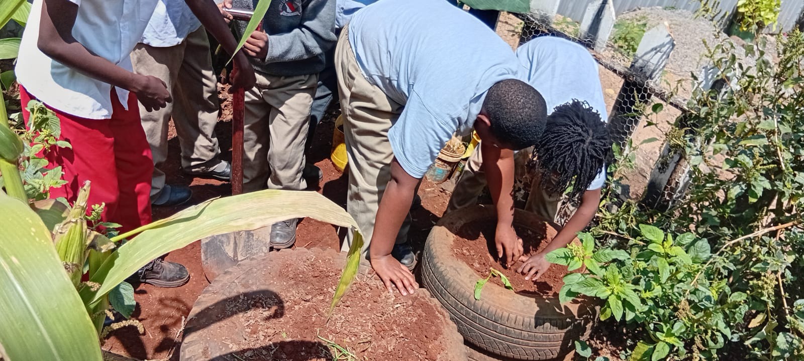 Learners tending the school garden